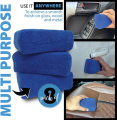 Microfiber Applicator Pad (5" X 3") (Pack of 8) Rectangle Microfiber Applicator Sponges Lint Free Soft Polishing Pads Car Wax Applicator for Detailing and Buffing - Blue